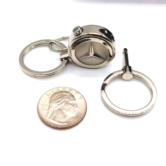 Genuine Silver Mercedes Benz Dual Fob Keychain Detachable for Valet OEM-Boxed - Picture 6 of 7